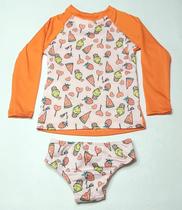 Conjunto biquíni infantil blusa manga longa uv + calcinha