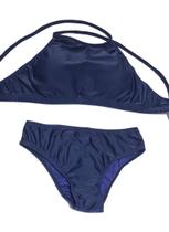 Conjunto Biquíni Infantil Juvenil liso cropped cruzado calcinha basica Conjunto Biquíni Infantil Juvenil liso cropped cruzado calcinha basica