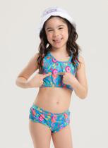 Conjunto Biquíni Infantil Menina Azul Top Nadador e Calcinha Cavalo Marinho Conjunto Biquíni Infantil Menina Azul Top Nadador e Calcinha Cavalo Marinho