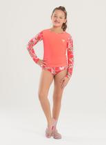 Conjunto Biquíni Infantil Menina Rosa Blusa Manga Longa e Calcinha Melancias
