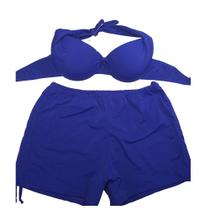 Conjunto Biquíni Plus Size com Short de Ajuste Lateral Azul - Via Tropical