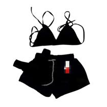 Conjunto Biquíni Preto Asa Delta Com Bojo + Short Conjunto Biquíni Preto Asa Delta Com Bojo + Short