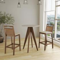 Conjunto Bistrô 1 Mesa 2 Banquetas Rattan Bege/Pinhão Conjunto Bistrô 1 Mesa 2 Banquetas Rattan Bege/Pinhão