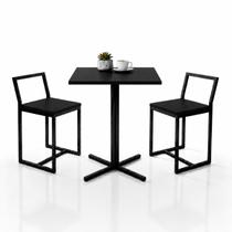 Conjunto Bistrô Baixa Industrial Quadrada Preta 2 Banqueta Confort Conjunto Bistrô Baixa Industrial Quadrada Preta 2 Banqueta Confort