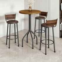 Conjunto Bistrô Bete Tampo Ripado Tradicional 70cm com 3 Banquetas