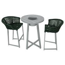Conjunto Bistrô Champanheira Cinza Tampo Ripado e 2 Banquetas Reis Corda Náutica Verde Musgo Conjunto Bistrô Champanheira Cinza Tampo Ripado e 2 Banquetas Reis Corda Náutica Verde Musgo