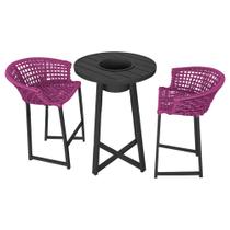 Conjunto Bistrô Champanheira Tampo Ripado e 2 Banquetas Reis Corda Náutica Rosa Conjunto Bistrô Champanheira Tampo Ripado e 2 Banquetas Reis Corda Náutica Rosa