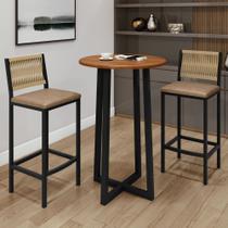 Conjunto Bistrô Coliseu Tampo Maciço Pinus 70cm com 2 Banquetas Barcelona