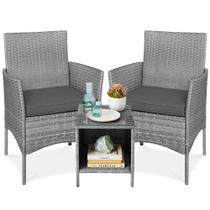 Conjunto Bistro de Vime para Área Externa Best Choice Products Cinza Conjunto Bistro de Vime para Área Externa Best Choice Products Cinza