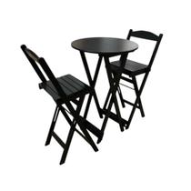 Conjunto Bistrô Dobrável em Madeira 3 Peças