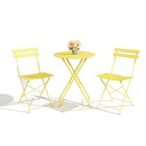 Conjunto Bistro Dobrável GarveeTech de 3 Peças para Área Externa Amarelo Conjunto Bistro Dobrável GarveeTech de 3 Peças para Área Externa Amarelo