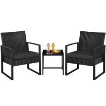 Conjunto bistrô externo de rattan preto de 3 peças Yaheetech Conjunto bistrô externo de rattan preto de 3 peças Yaheetech