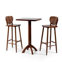 Conjunto Bistrô Mesa Quadrada Alta com 2 Banquetas de Madeira Lisboa Imbuia Melhor Móvel