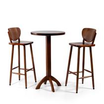 Conjunto Bistrô Mesa Redonda Alta com 2 Banquetas de Madeira Lisboa Melhor Móvel Conjunto Bistrô Mesa Redonda Alta com 2 Banquetas de Madeira Lisboa Melhor Móvel