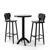Conjunto Bistrô Mesa Redonda Alta com 2 Banquetas de Madeira Lisboa Melhor Móvel Conjunto Bistrô Mesa Redonda Alta com 2 Banquetas de Madeira Lisboa Melhor Móvel