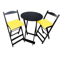 Conjunto Bistro Preto com Estofado Amarelo Conjunto Bistro Preto com Estofado Amarelo