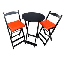 Conjunto Bistro Preto com Estofado Laranja Conjunto Bistro Preto com Estofado Laranja