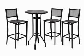 Conjunto Bistrô Ripado 3 Banquetas em Tela sling Conjunto Bistrô Ripado 3 Banquetas em Tela sling