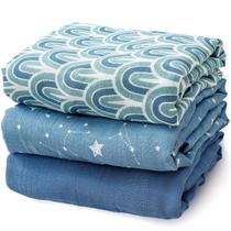 Conjunto Blanket Happy Flute Muslin Swaddle 120x110 cm azul