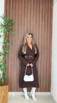 Conjunto Blazer Com Cinto Saia Midi Em Modal B&C Cor:BordôTamanho:G