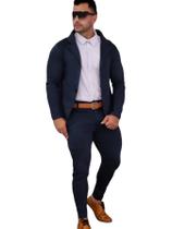Conjunto Blazer e Calça Alfaiataria Slim Masculino Marinho Conjunto Blazer e Calça Alfaiataria Slim Masculino Marinho