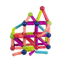 Conjunto Blocos Magnéticos Educativo 128 peças Brinquedo de Montar Criativo Infantil