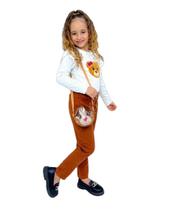 Conjunto Blogueira Blusa Calça Cinto Bolsinha De Ursinho
