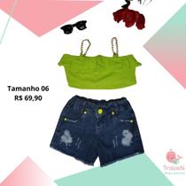 Conjunto Blogueira Blusinha Alcinha + Shorts Jeans