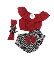 Conjunto Blogueirinha Baby Chevon Com Laço Cabelo Tam.M