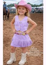 Conjunto Blogueirinha Boiadeira Maraisa Jeans Lilas
