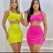 Conjunto blogueirinha tamanho único tecido jacard