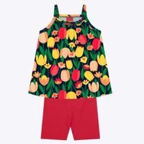 Conjunto Blusa Alcinha e Shorts Estampa Variada Infantil Feminino Kyly 1000201