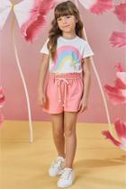 Conjunto Blusa Arco-íris com Aplique e Shorts Infanti Conjunto Blusa Arco-íris com Aplique e Shorts Infanti