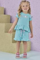 Conjunto Blusa Bata e Shorts Baby Azul -KUKIÊ Conjunto Blusa Bata e Shorts Baby Azul -KUKIÊ
