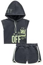 Conjunto blusa boxy e shorts em moletom Conjunto blusa boxy e shorts em moletom
