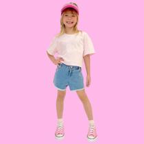 Conjunto Blusa Boxy MC Infanti Barbie Cool e Short Infanti Barbie Active