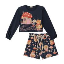 Conjunto Blusa Boxy Over Meia Malha Shorts Malha Fresh Kukiê - Conjunto Blusa Boxy Over Meia Malha Shorts Malha Fresh Kukiê -