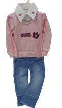Conjunto Blusa + Calça Jeans Menina Inverno Paraiso Rf 13172