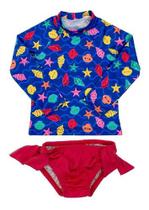 Conjunto Blusa Calcinha Proteção Solar Praia Juvenil 12 À 16