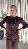 Conjunto Blusa Canelado com Calça Pantalona Conjunto Blusa Canelado com Calça Pantalona