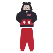 Conjunto Blusa com Capuz e Calça em Moletom para Bebê Mickey