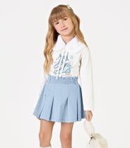 Conjunto Blusa com Gola e Saia Trick Nick Branco