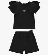 Conjunto Blusa com Shorts cotton leve Trick Nick Preto Conjunto Blusa com Shorts cotton leve Trick Nick Preto