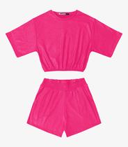 Conjunto Blusa Com Shorts Feminino Minty Rosa