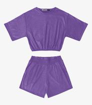 Conjunto Blusa Com Shorts Feminino Minty Roxo