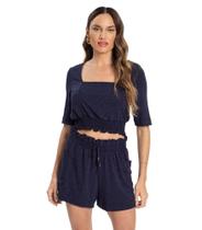 Conjunto Blusa Com Shorts Molecotton Lurex Endless Azul Conjunto Blusa Com Shorts Molecotton Lurex Endless Azul