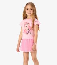 Conjunto Blusa Com Shorts Saia Infantil Rovi Kids Rosa Conjunto Blusa Com Shorts Saia Infantil Rovi Kids Rosa