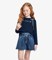 Conjunto Blusa Com Shorts Saia Jeans Trick Nick Azul