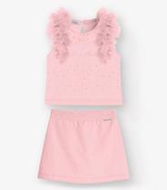 Conjunto Blusa com Shorts Saia Menina Trick Nick Rosa