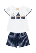 Conjunto Blusa Cotton Shorts Moletinho Milon